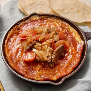 Queso al Sartén con Carne a la Mexicana 